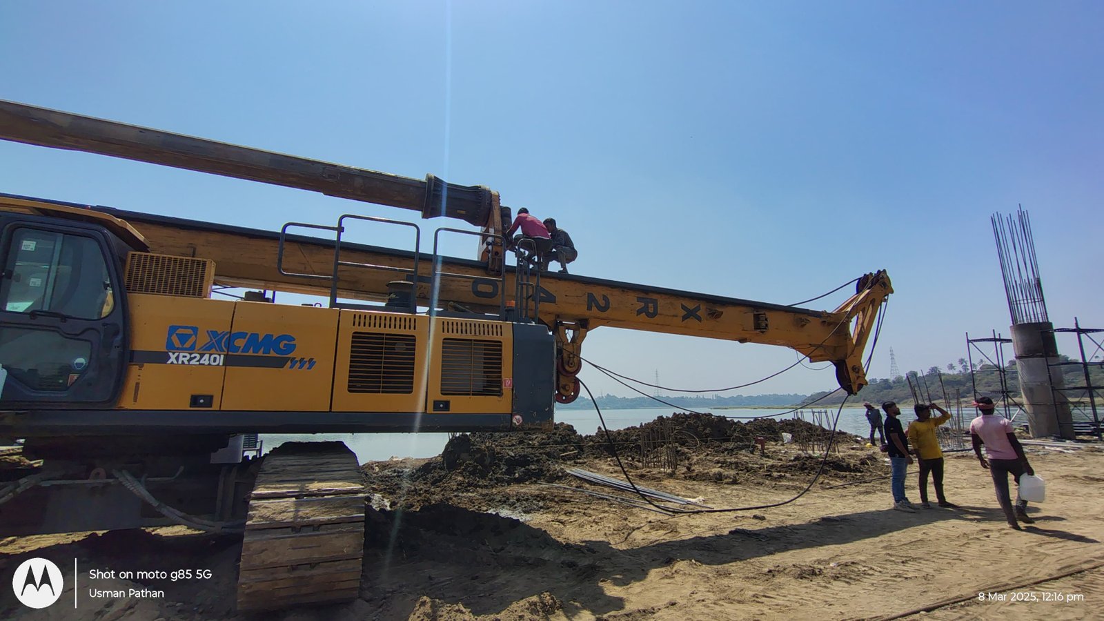 Piling machine on construction site